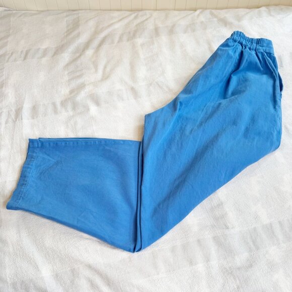 Big Bud Press Petite Trousers Blue Cotton Twill High Waist Relaxed Fit Petite M - Picture 13 of 13
